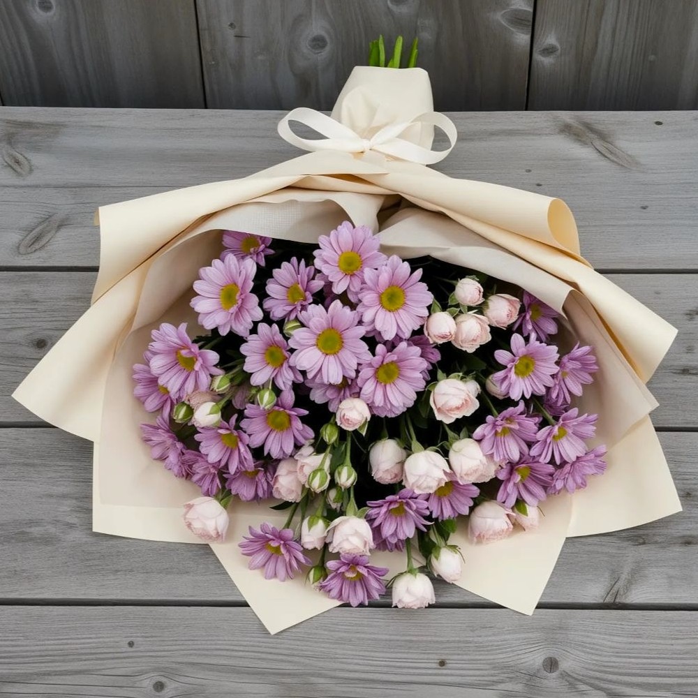 Букет цветов из: Розы и Хризантемы в Уптар