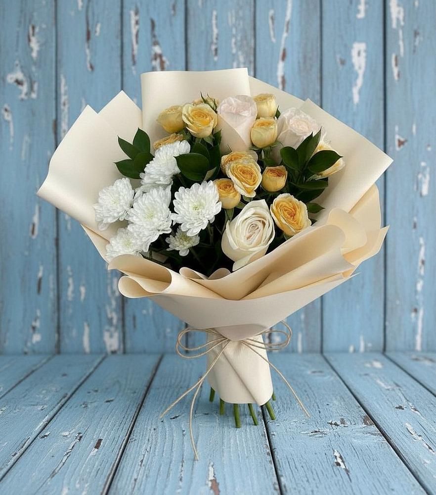 Букет цветов из: Розы и Хризантемы в Уптар