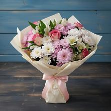 Букет цветов из:  Хризантемы, Альстромерии и Розы в Уптар