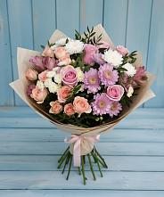 Букет цветов из:  Хризантемы, Розы и Альстромерии #REPLACE_PRED# Уптар